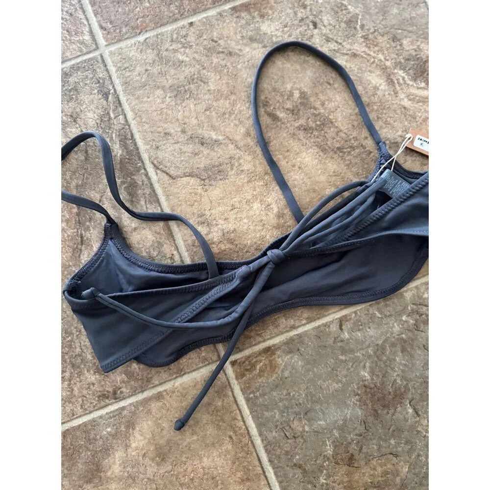 Skims Signature Swim Micro Scoop Bikini Top Gunmetal Size XL